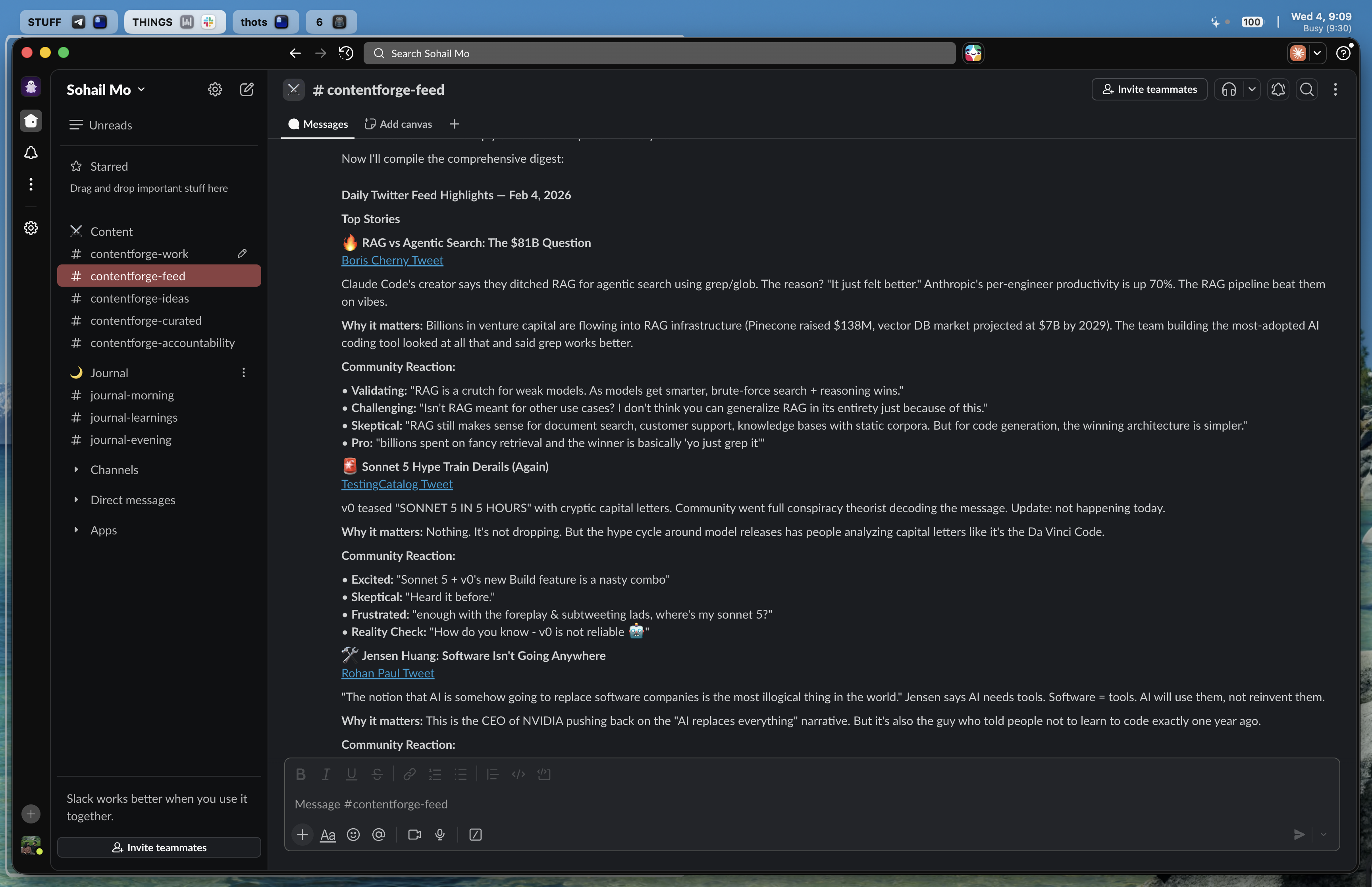 Daily Twitter feed digest delivered to Slack